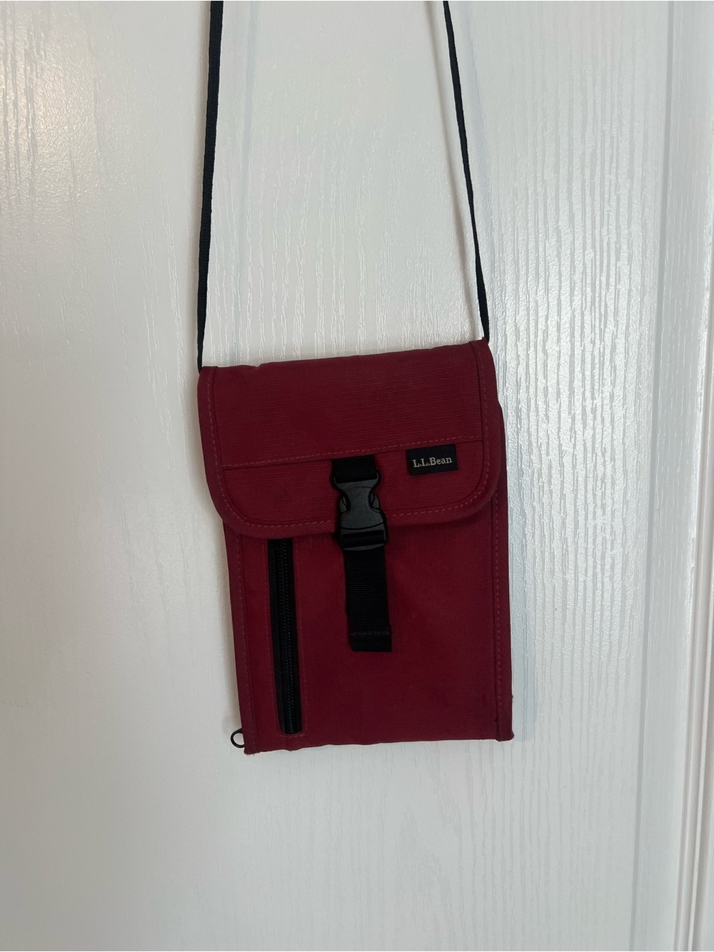 L.L. Bean Maroon Neck Pouch with Black Buckle